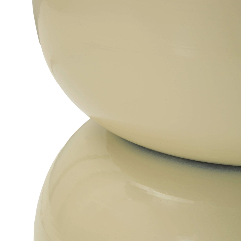 Bandip, Tavolino da Salotto Forma Rotondo, 33x51x33h cm Bianco Crema