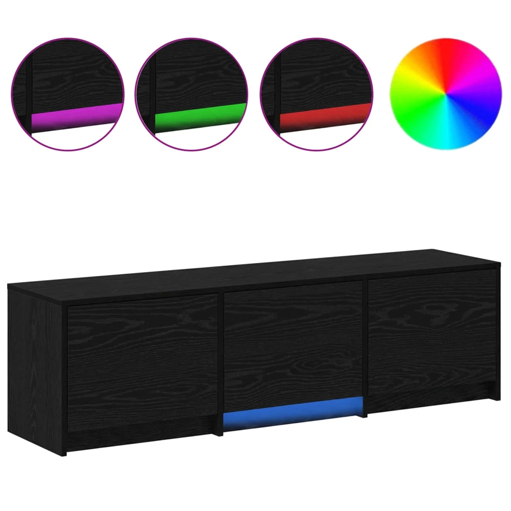 Mobile TV con LED con strisce LED Rovere Nero 140 x 34 x 40 cm 3418709