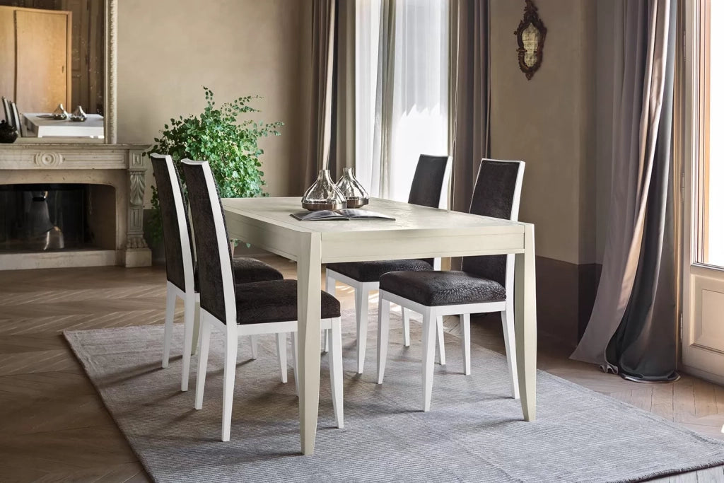 Tavolo rettangolare allungabile con decoro foglia in legno l.160 p.100 h.80 - Mobili 2G