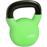 Kettlebell 12 kg ¨C Xylo ¨C Ghisa con Rivestimento in Neoprene Verde 20x13x23 cm