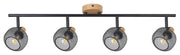 Barra spot Grendel faggio/nero opaco 4xE14 40W Rabalux