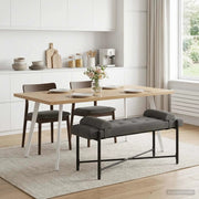 Panchina con bottoni e cuscini Grigio Scuro 110 x 40 x 46 cm 42038386