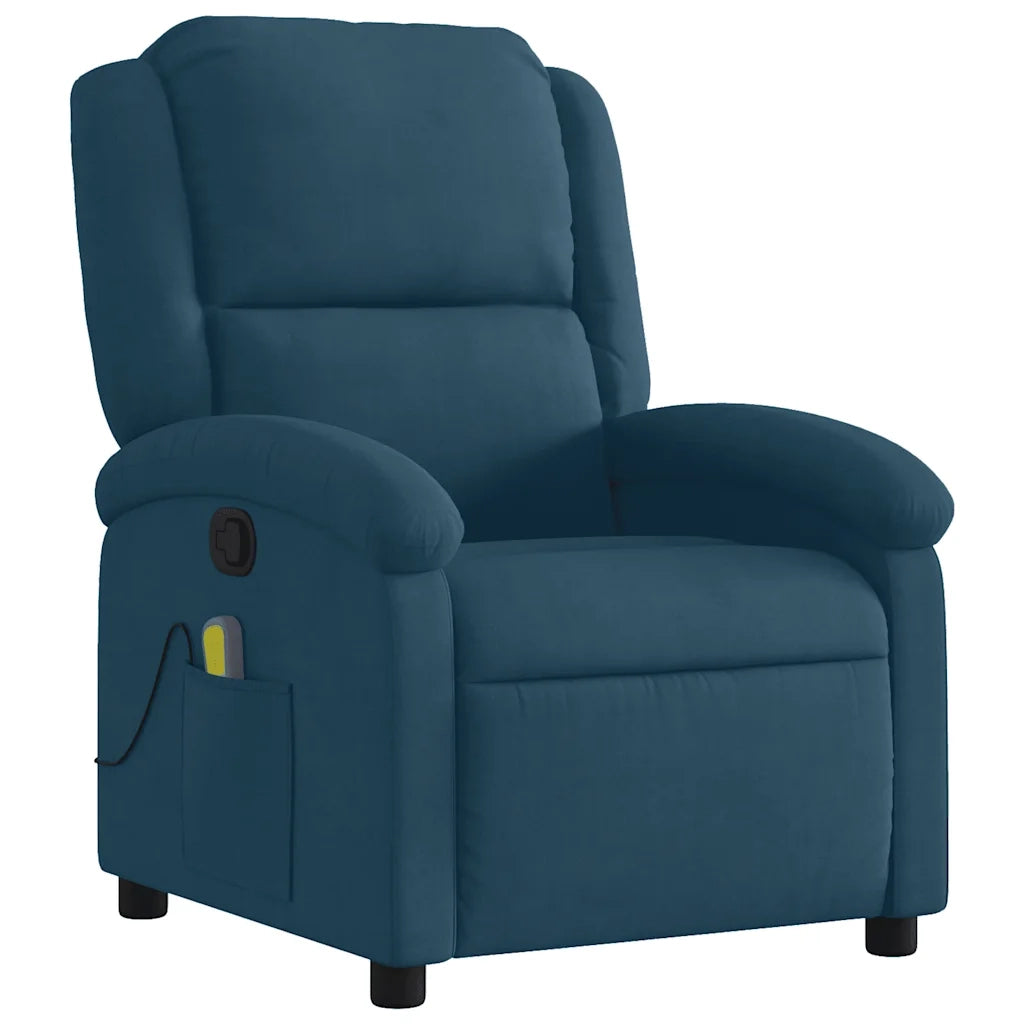 Poltrona Massaggiante Reclinabile Blu in Velluto 371818