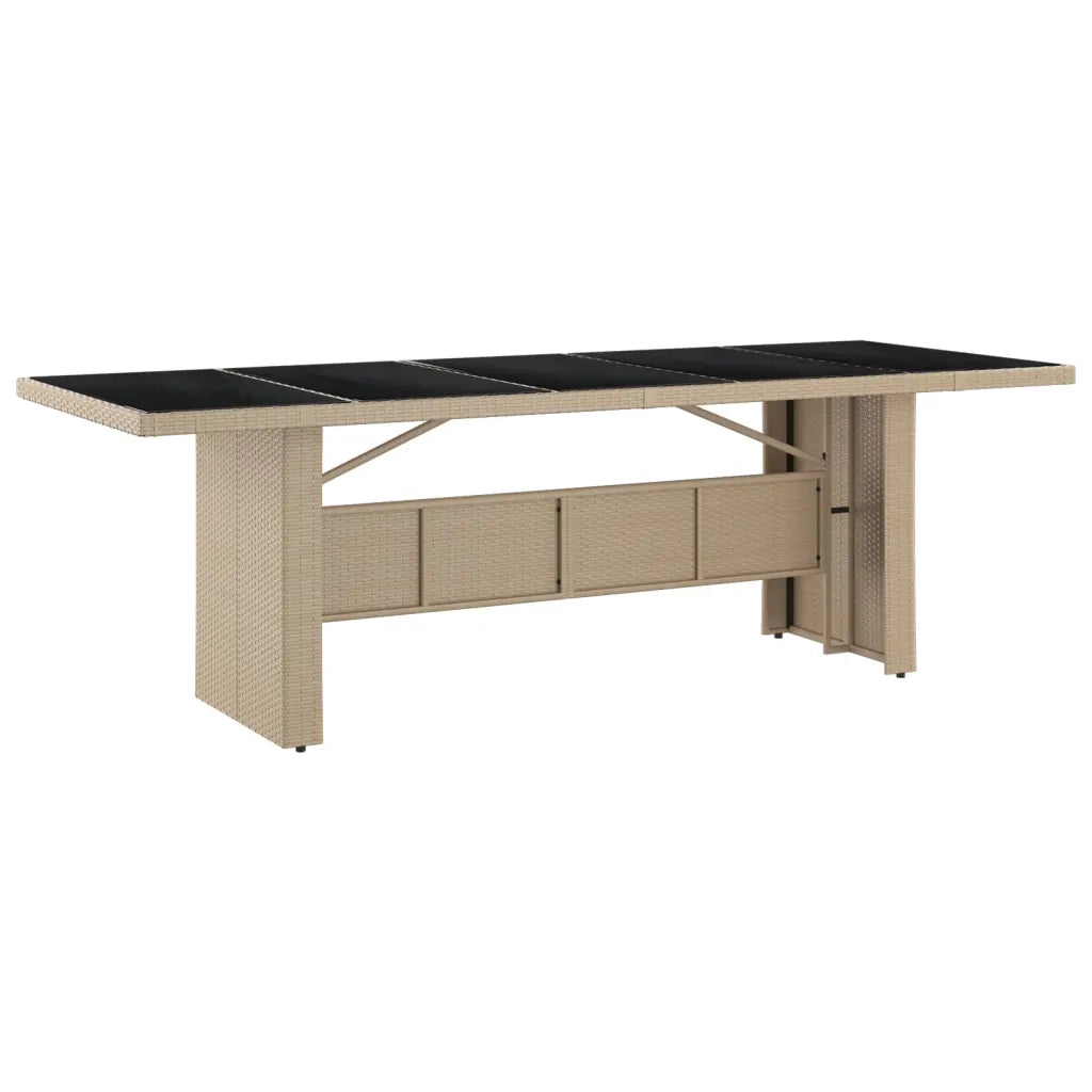 Tavolo da Giardino Piano Vetro Beige Polyrattan Vetro Temperato 319557