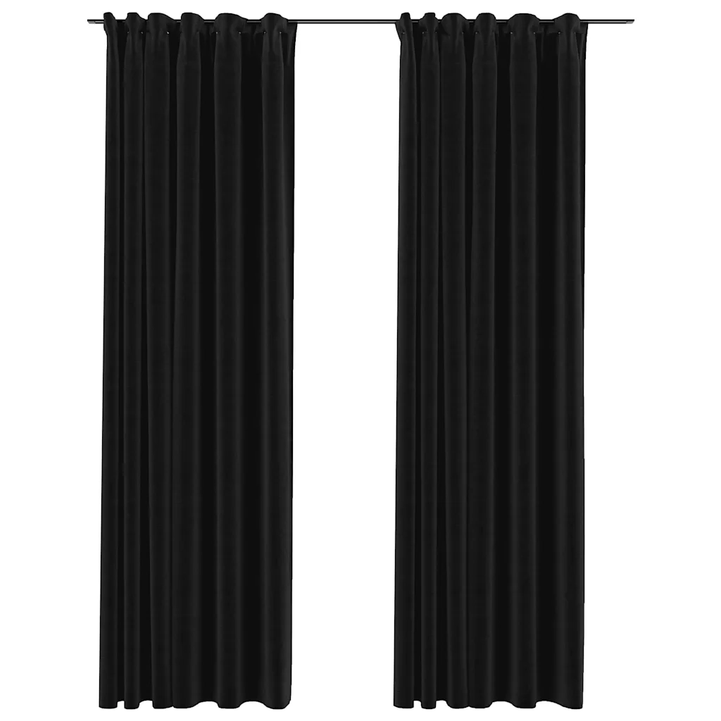 Tende Oscuranti con Ganci Effetto Lino 2 pz Antracite 140x245cmcod mxl 119407