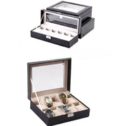 Trade Shop - Scatola Porta Orologi 10 Posti Con Vetro Doppio Livello Custodia Elegante Effetto Pelle -