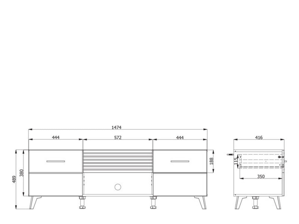 Morengo, Mobile Porta tv un Cassetto, 147.5x41.5x49h cm Bianco