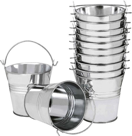 Lanterna 12 pz mini vasi metallici appesi, vasi da fiore 6 cm, vasi da fiore appesi con maniglia rimovibile per cancellata, giardino, decorazione domestica (argento)