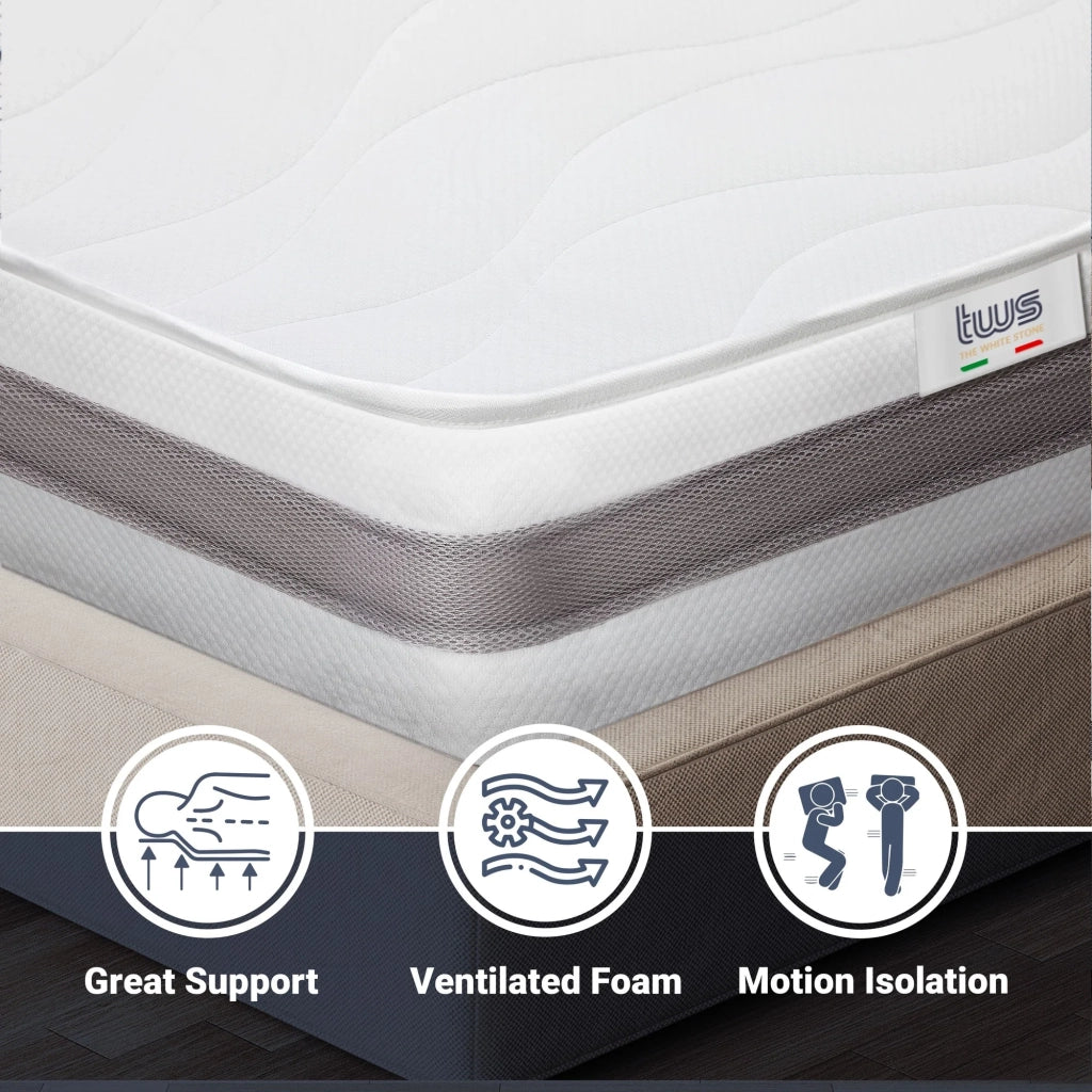 Materasso Singolo 75x140 cm in Memory Antibatterico | Altezza 20 cm | Rivestimento 3D Air in Fibra Ipoallergenica | Materasso Ortopedico a 7 Zone Differenziate Termosensibili