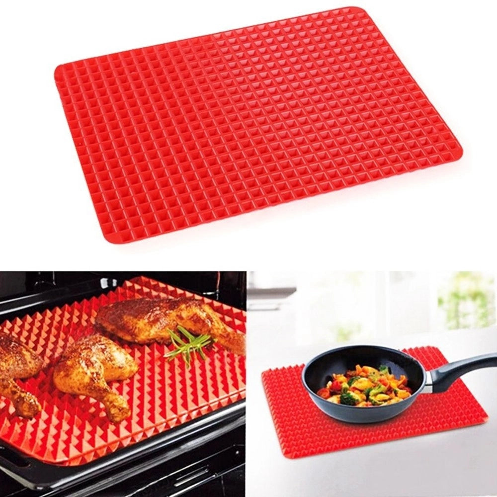 Trade Shop - Pyramid Pan Tappeto In Silicone Forno Microonde Antiaderente Teglia Scola Grassi -