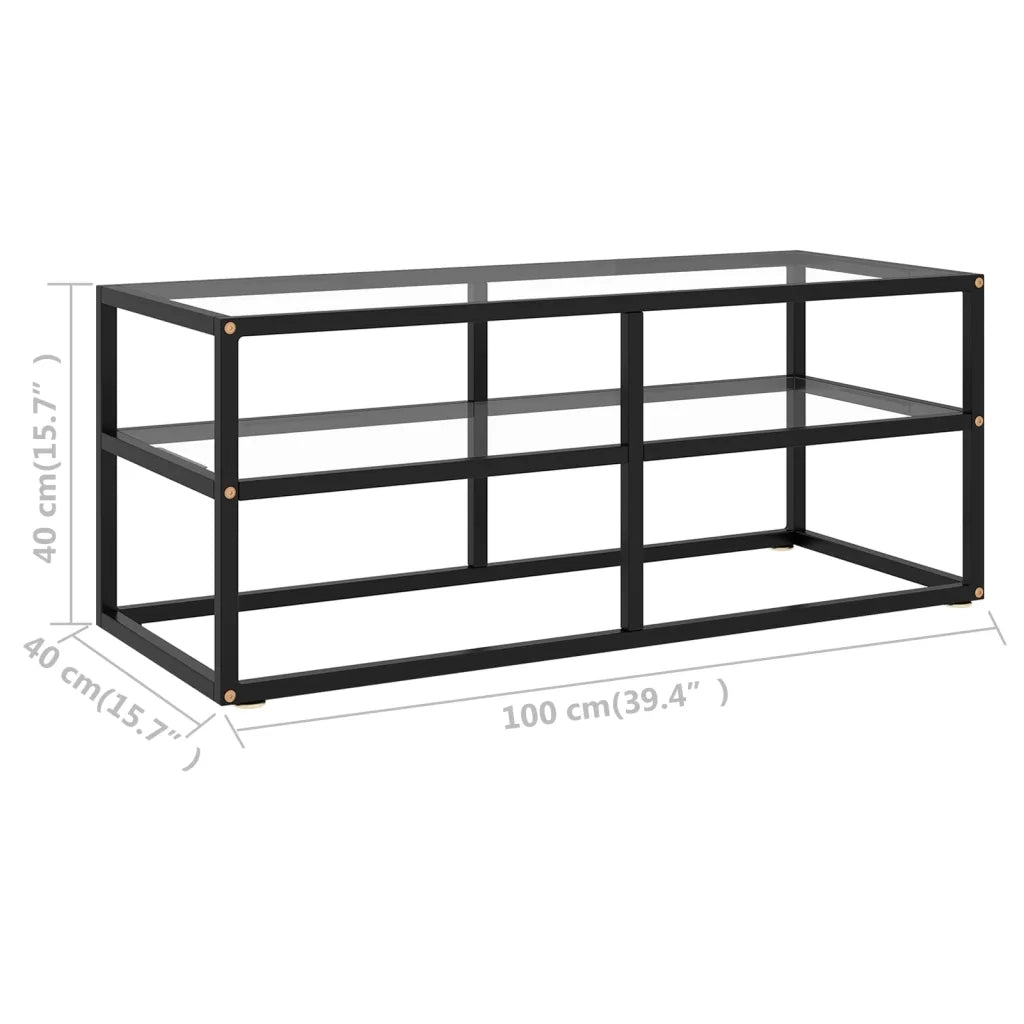 Mobile Porta TV Nero con Vetro Temperato 100x40x40 cm  cod mxl 54987