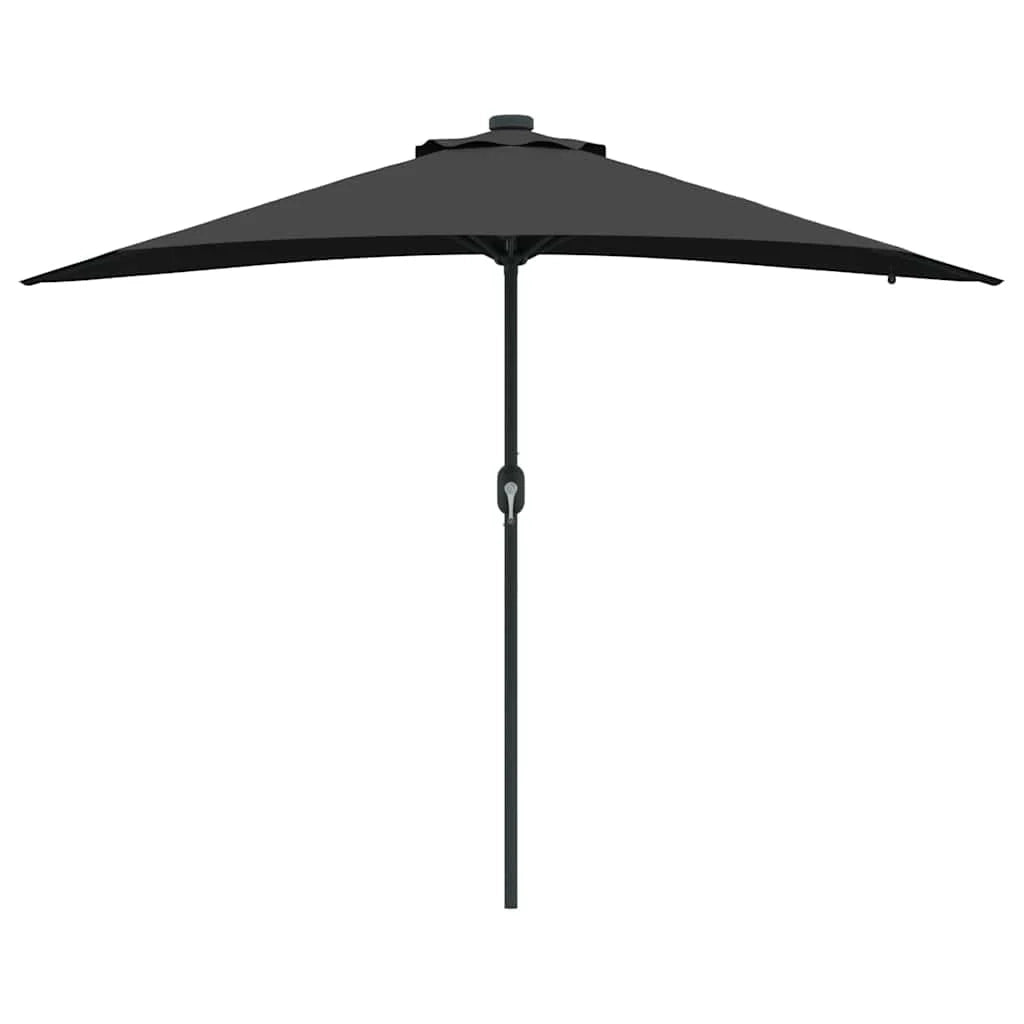 Moderno ombrellone da giardino pieghevole con illuminazione a LED 294 x 150 x 223 cm poliestere nero 02_0058664
