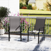 Set di 2 sedie da giardino con schienale alto, con bracciolo, in metallo, portata fino a 150 kg, per terrazza, giardino, balcone