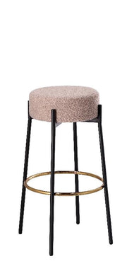 Sgabello da Bar Cucina in Tessuto e Struttura in Ferro Boucle Beige 77,5 cm
