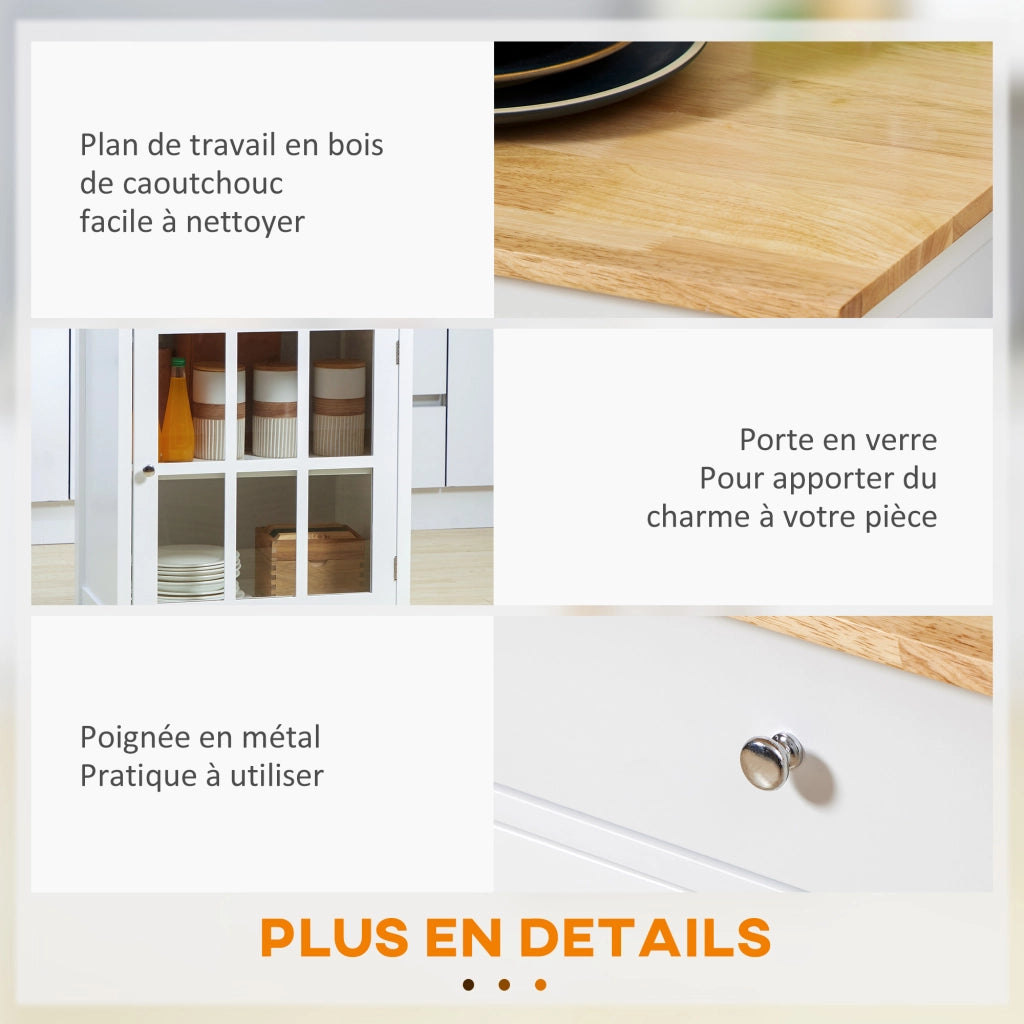 Tavolino da cucina con ruote e contenitori ¨C zephmum ¨C bianco effetto quercia