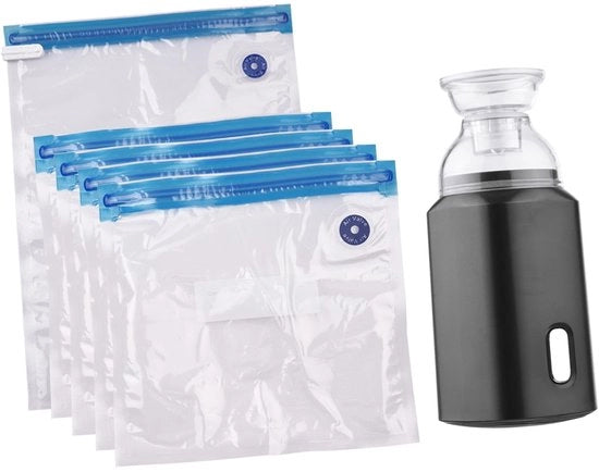 Pompa di aspirazione elettrica ricaricabile - Zaino compressore - Ideale per viaggi e per uso domestico - Nero - USB - 5 pezzi
