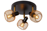 Plafoniera tonda loft 3 faretti nero/oro Lucide Maren