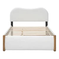 Letto imbottito 140x200 cm con letto estraibile, senza materasso, Bianco