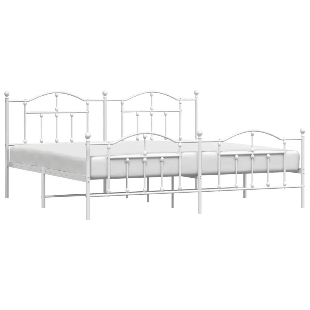 Giroletto con Testiera e Pediera-Struttura Letto Metallo Bianco 193x203 cm 600867