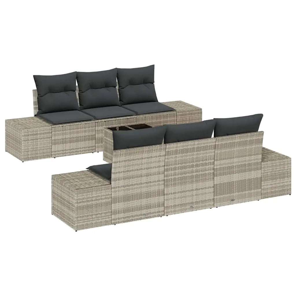 Set Divano da Giardino 7 pcs Grigio chiaro polyrattan