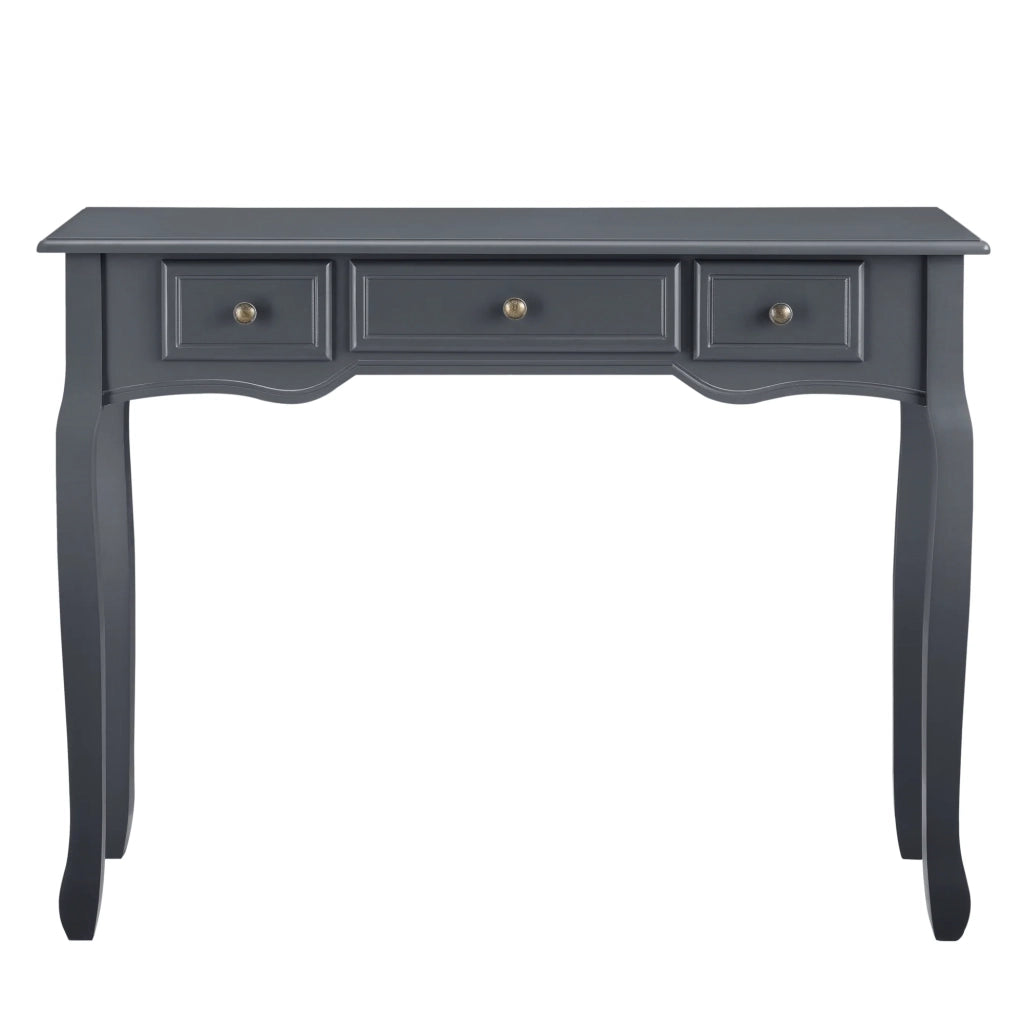 Consolle per ingresso o soggiorno con 3 cassetti MDF gambe in pino 100 cm grigio scuro 03_0004178