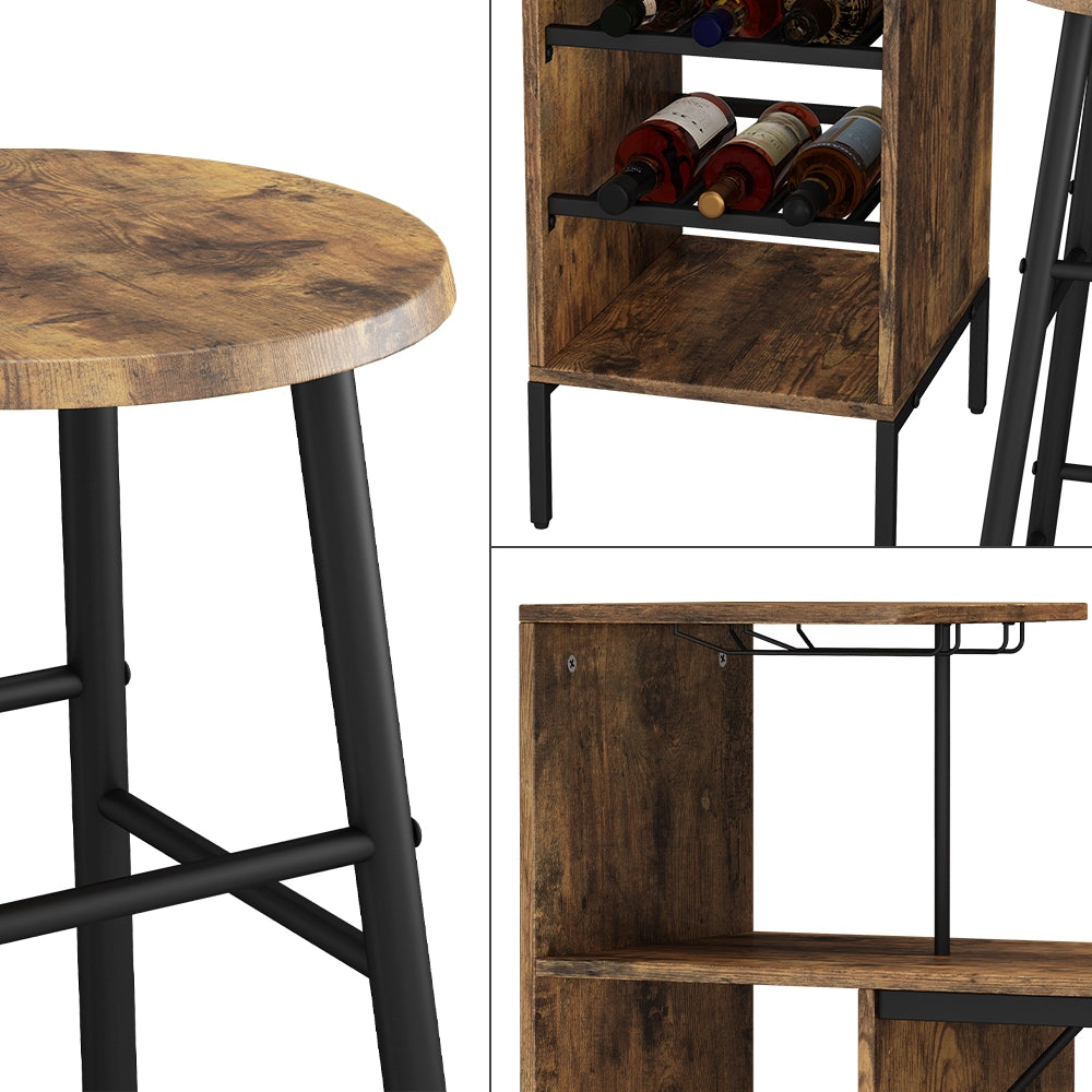 Vicco Set di tavoli da bar Nero/quercia rustico 121.5 x 40 cm con 2 sgabelli