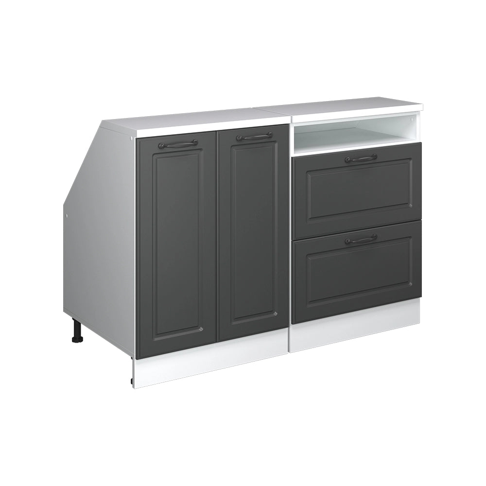 Set di mobili sottotetto Rion Antracite rustico/Bianco 120 cm Set di 2 carcasse armadio profondità 60 cm Vicco