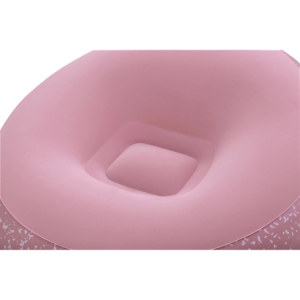 Trade Shop - Poltrona Pouf Gonfiabile 112x112x66cm Superficie Vellutata Design Macchiettato Casa Giardino - Rosa