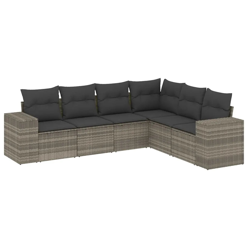 Set Divano da Giardino 6pz con Cuscini Grigio Chiaro Polyrattan 3222611