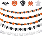 Decorazione di Halloween a 3 Metri - 5 Pezzi - Bandiera di Zucca/Vampiro - Bandiera di Ragni/Scheletro - Avviso di Sicurezza - Decorazione di Festa