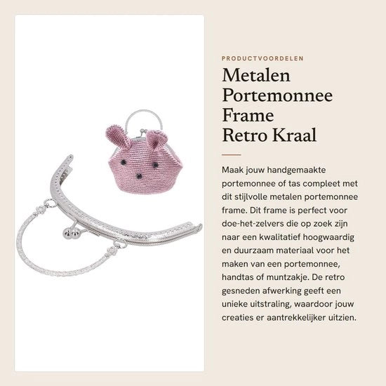 Portafoglio a struttura retro - Chiusura metallica - Tas accessorio per uso casalingo - Solido e duraturo - Comodo da usare - Adatto per portafoglio