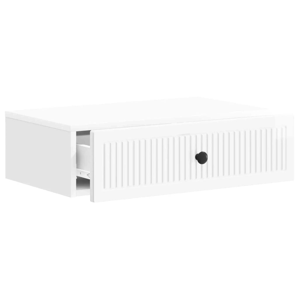 Tavolino da Parete Laterale Bianco Lucido 59 x 34,5 x 17 cm 897979