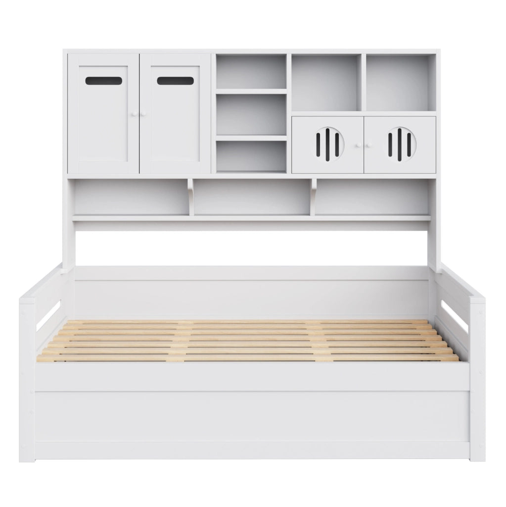 Divano letto multifunzione 90x200 cm con vano contenitore e letto idraulico; bianco
