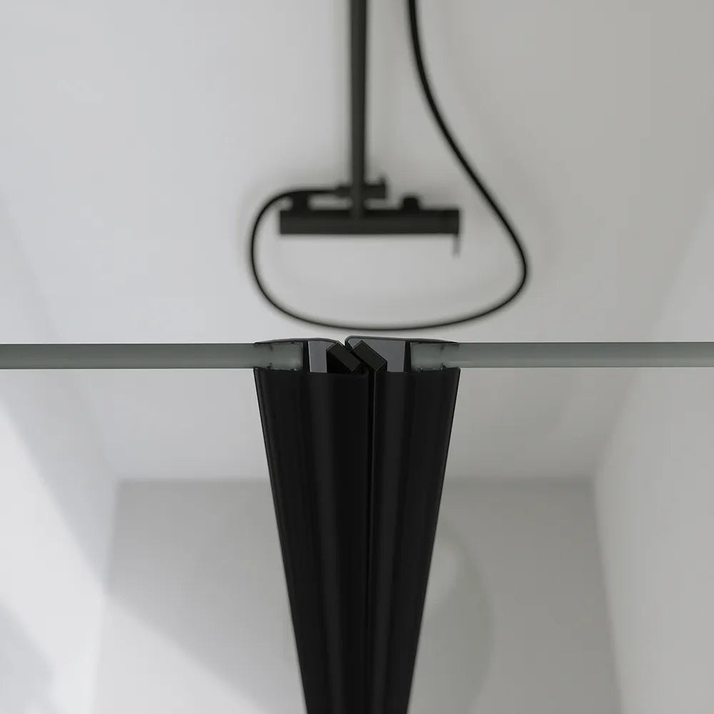 Porta doccia 70cm apertura saloon con profili nero opaco e vetro da 6mm trasparente h195 | Elba