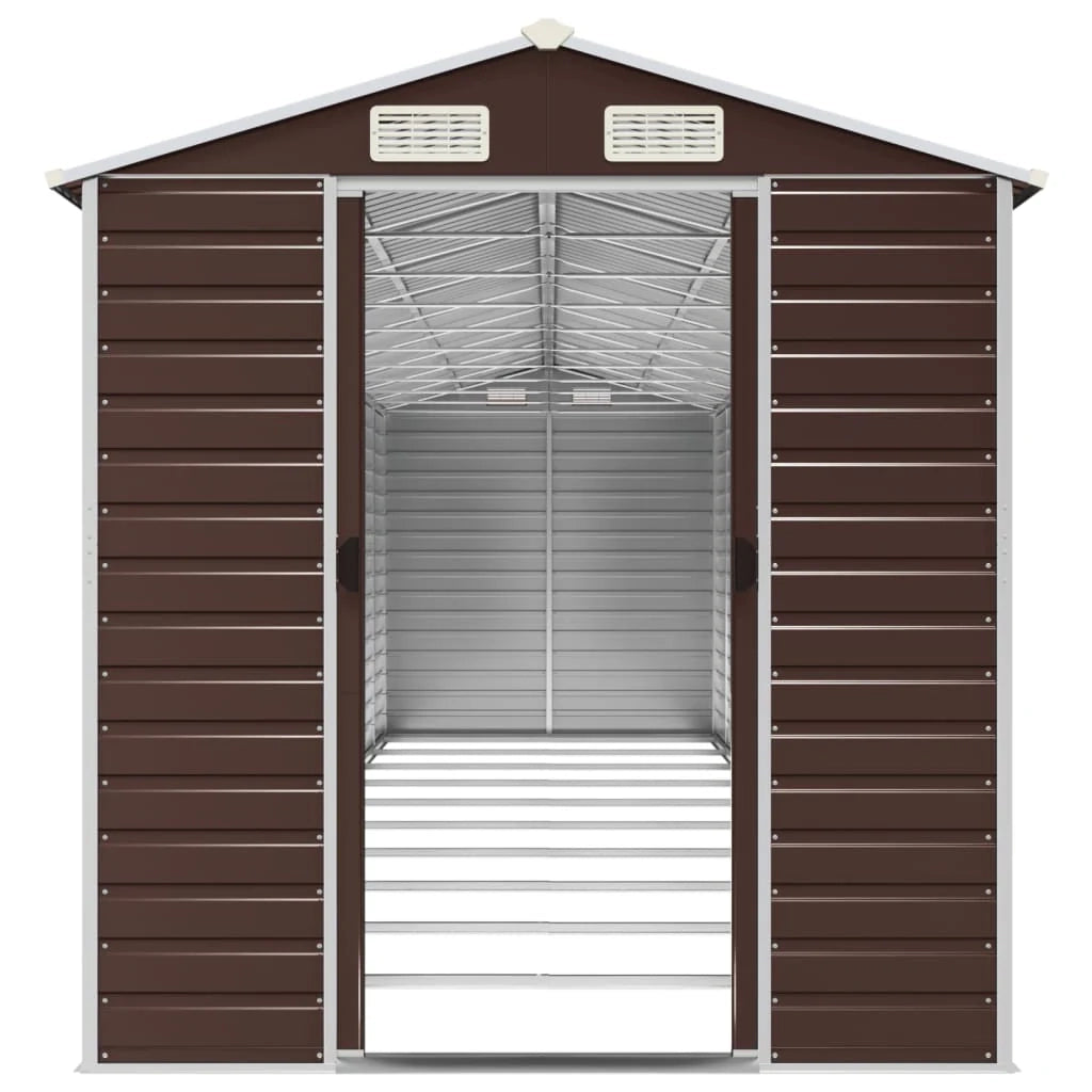 Casetta da giardino cabina ripostiglio casetta da esterno robusta casetta per attrezzi 191 x 895 x 198 cm acciaio zincato marrone 02_0022277