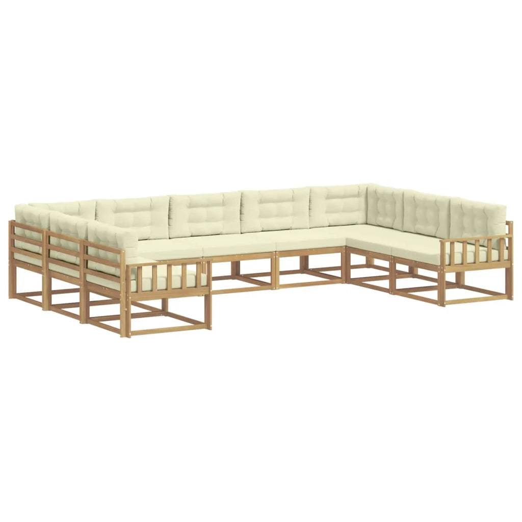 Set di divani da esterno 9 pz Bianco e Crema 3387029