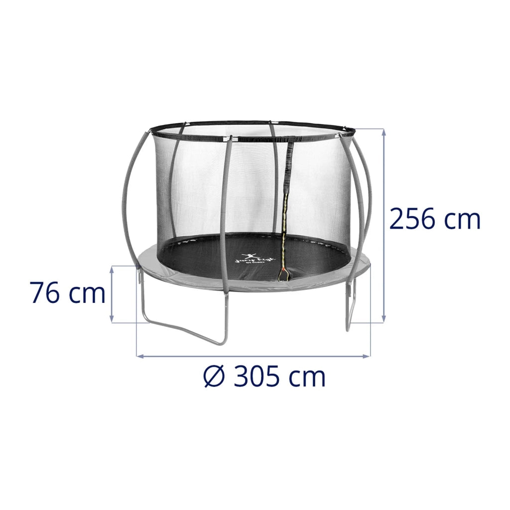Trampolino da giardino - diametro 305 x 180 cm - 100 kg - rete di sicurezza - nero/grigio 14_0008021