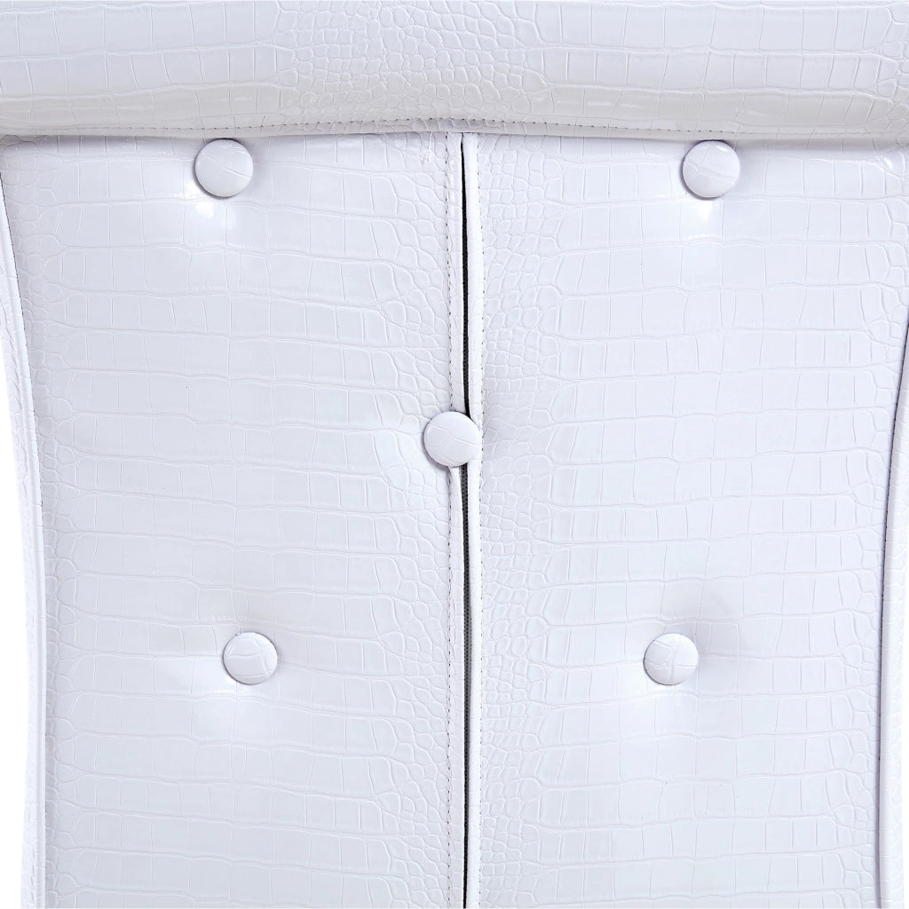 Sedia da Pranzo Set da 2 con Schienale Imbottito e Bottoni Decorativi, in PVC Bianco