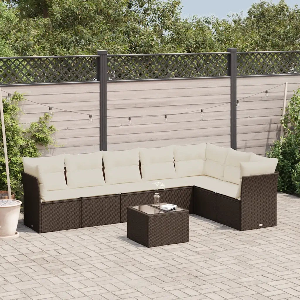 vidaXL Set Divani da Giardino 8 pz con Cuscini Marrone in Polyrattan
