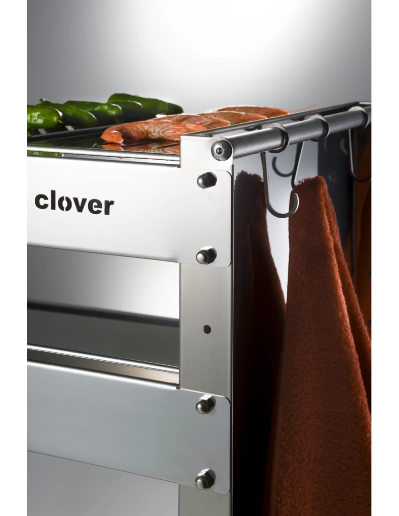 Barbecue a carbone con ruote, Struttura e Griglia in Acciaio Inox, 59 x 40,50 x 82 cm. CLOVER