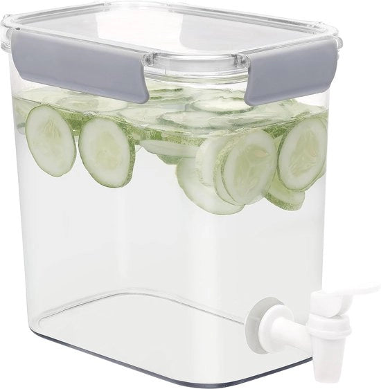 Dispensatore acqua 3,5 l con rubinetto, dispensatore acqua con coperchio e rubinetto per frigorifero, dispensatore acqua sicuro per alimenti in plastica, per limonata, succo freddo e tè freddo di ghiaccio