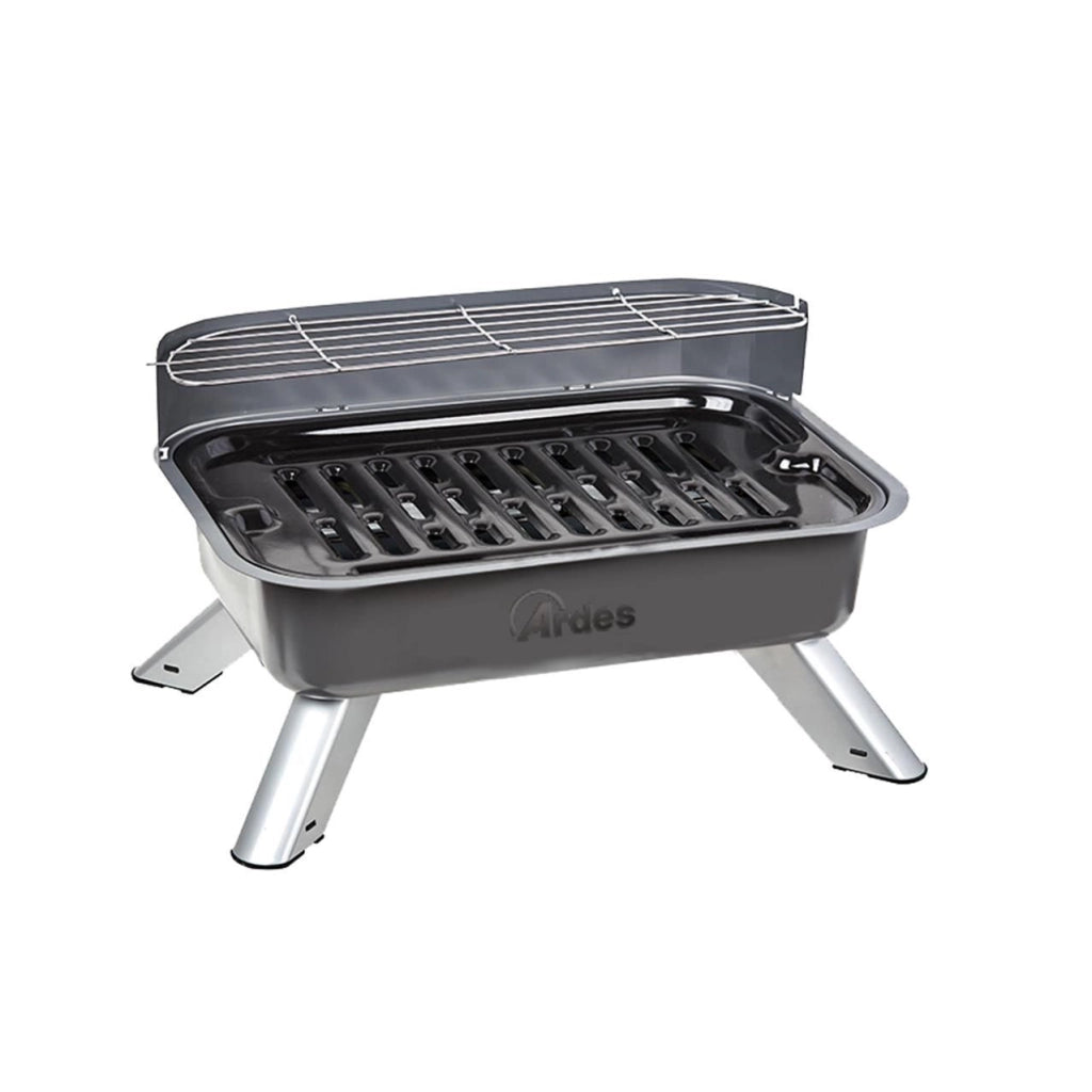 Ardes ARBBQ01 Barbecue Elettrico da Tavolo 2000 W Griglia Smaltata 44x29 cm con Griglia Superiore e Vaschetta Raccogli Grasso colore Nero