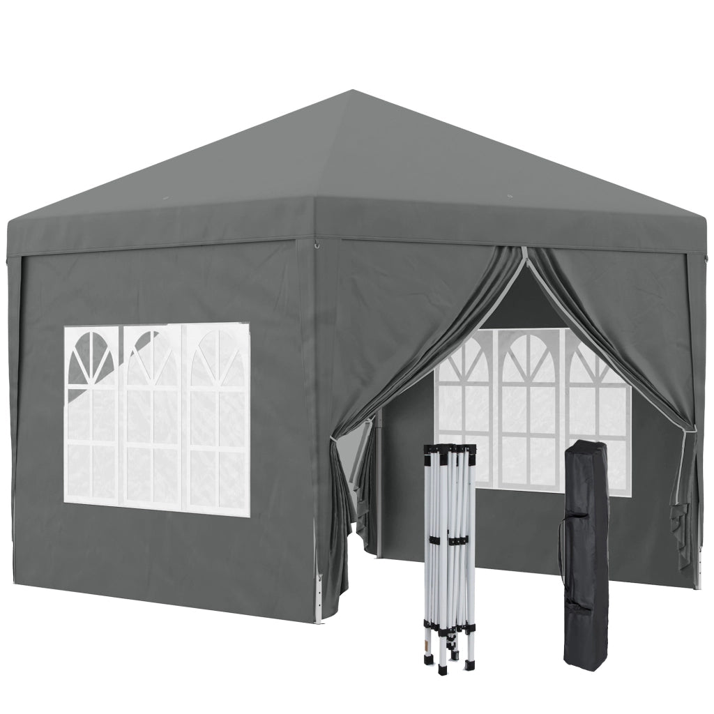 Tenda da Giardino 3x3 m ¨C Minimal ¨C Grigio con 4 Pannelli Laterali e Custodia