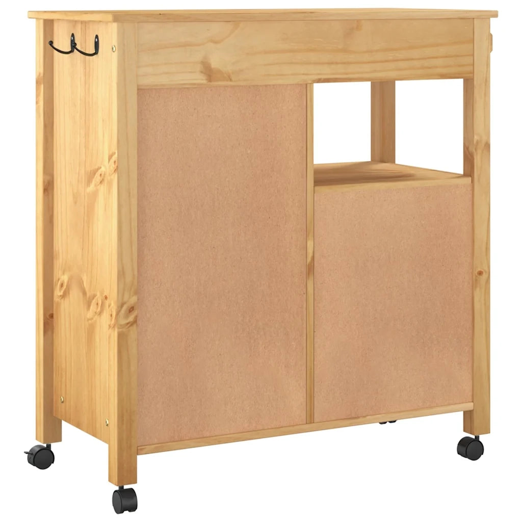 Carrello da Cucina-Scaffale per Cucina MONZA 84x40x88,5 cm in Legno Massello di Pino 595666