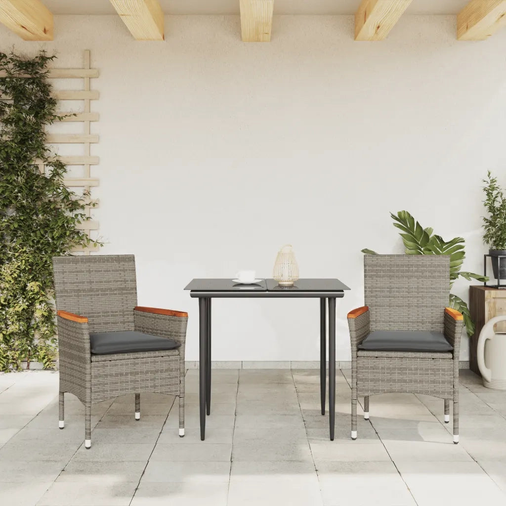 Sedie da Giardino con Cuscini 2 pz | Sedie da Esterno Grigie in Polyrattan