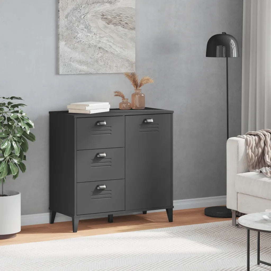Credenza-Buffet-Armadio da cucina VIKEN Antracite 80x40x80 cm in Legno Multistrato