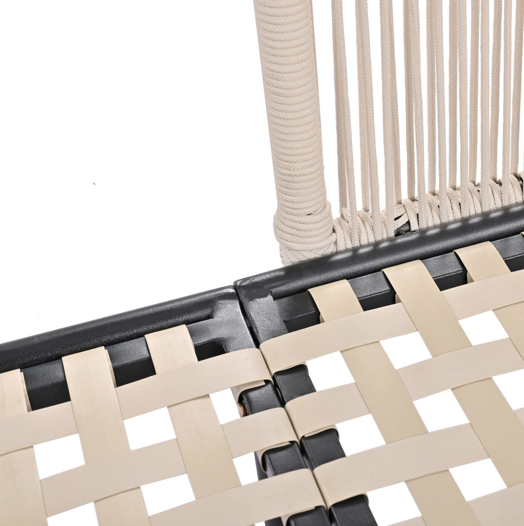 Lettino prendisole da esterno con cuscino da 10 cm; poliestere beige