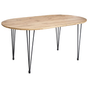 Tavolo da pranzo Piano in MDF marrone chiaro Gambe in metallo Gambe a forcina Stile industriale moderno