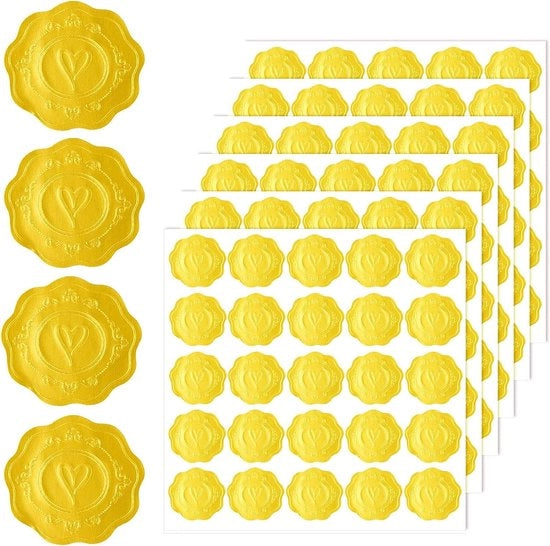 Sticker Lakzegel con Forma di Cuore Classica con Disegni di Balene 350 pezzi, Etichette Autoadesive con Envelope per Inviti di Matrimonio e Carte di Auguri (Oro)