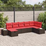 Set Divano da Giardino con cuscino 7 pcs Marrone polyrattan